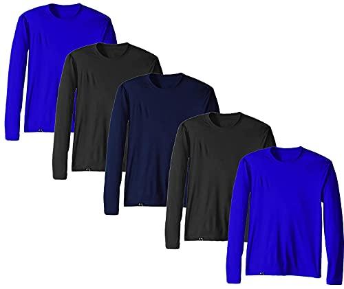 KIT 5 Camisetas Proteção Solar Permanente UV50+ Tecido Gelado – Slim Fitness – EGG 2 Royal - 2 Preto - 1 Marinho