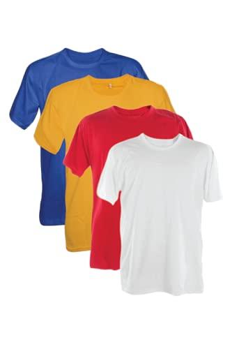 Kit 4 Camisetas Poliester 30.1 (Branco, Vermelho, Ouro, Royal, P)