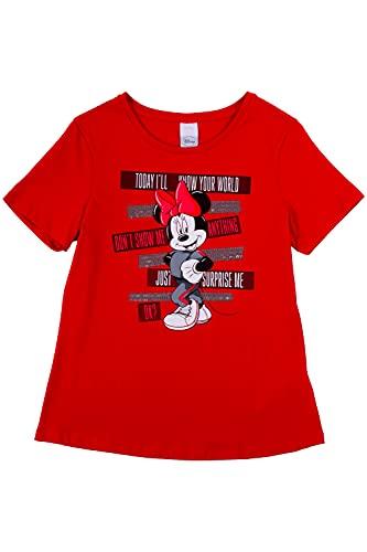 Camiseta Manga Curta Minnie, Juvenil Meninas, Disney, Vermelho Escuro, 10
