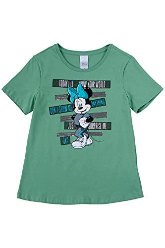 Camiseta Manga Curta Minnie, Juvenil Meninas, Disney, Verde Claro, 12