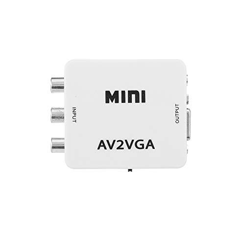 Domary Adaptador AV para VGA 1080P HD Mini VGA Conversor ABS Shell Video Converter para STB/Computador (Branco)