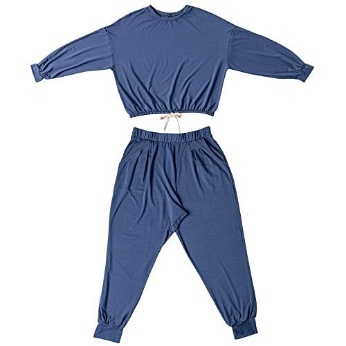 Pijama Cropped Manga Longa Modal Soft, She, Azul Jeans Escuro, M
