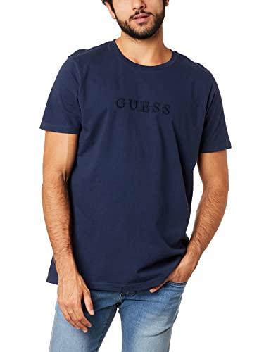 T-Shirt Logo Bordado, Guess, Masculino, Azul Escuro, G