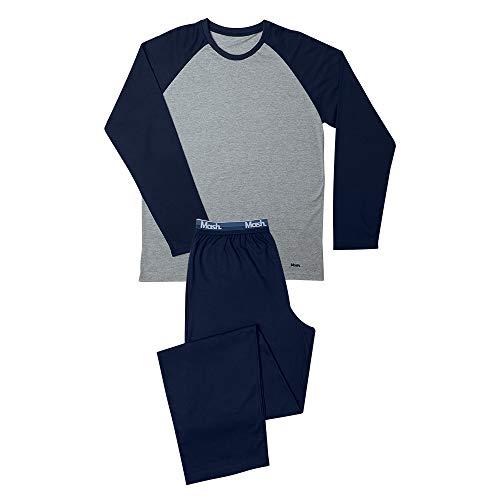 Pijama masculino camiseta manga curta e samba xadrez, Duomo, Marinho, M