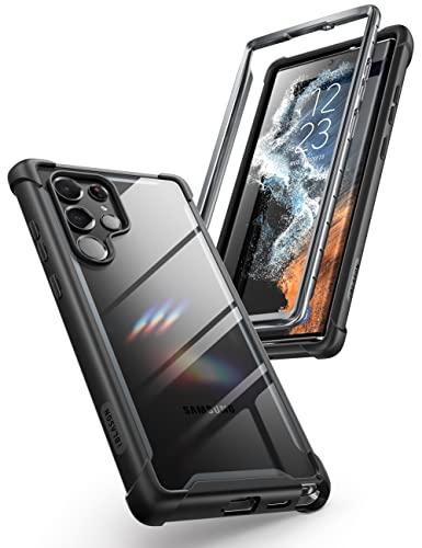 Capa da série i-Blason Ares para Samsung Galaxy S22 Ultra 5g (versão 2022), capa protetora resistente e transparente com proteção de tela sem protetor de tela embutido (preto)