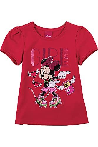 Camiseta Manga Curta, Meninas, Disney, Vermelho Escuro, 8