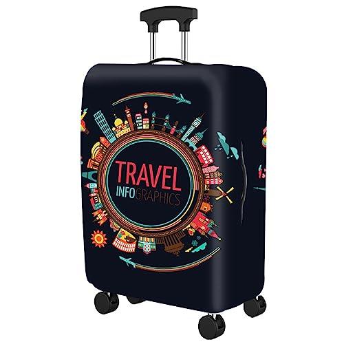 Dzyoleize Capa elástica para bagagem de viagem Capa protetora de mala de viagem para porta-malas Aplicável à capa de mala de 18 a 32 polegadas (Viagem, M(mala de 22 a 25 polegadas))
