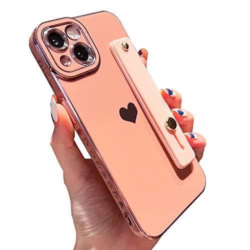 Pulseira Love Hearts para iPhone 13/11/12 Pro Max, revestimento macio bonito para mulheres meninas à prova de choque para iPhone 11 12 13 Pro Max 7 8 Plus SE 2020 2022 XS XR Max capa (iPhone 12 Pro, rosa)