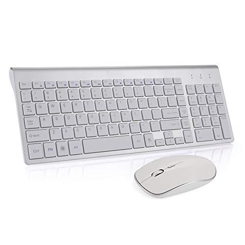 TOPmontain Teclado e mouse sem fio, teclado sem fio de 2,4 GHz com teclado numérico e mouse silencioso para PC, área de trabalho, computador, laptop, Windows