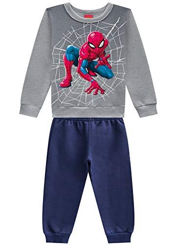 Conjunto Blusão e Calça Jogger Spider Man, Brandili, Meninos, Mescla Branco, 6