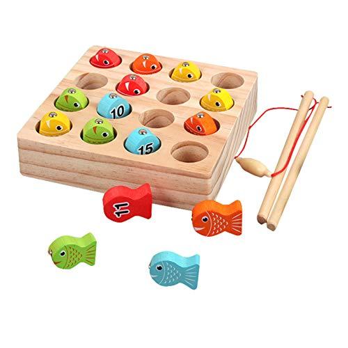 Domary Jogo de pesca magnética de madeira Montessori Número Cognição Classificação de cores Quebra-cabeça Educação pré-escolar para meninos e meninas maiores de 3 anos