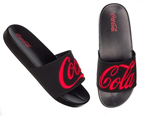 Slide Logo Coca Bordado, Sandálias Coca-Cola, Preto/Preto, Masculino, 40