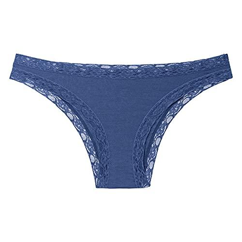 Calcinha Biquini Modal C/Renda Soft, She, Azul Jeans Escuro, P