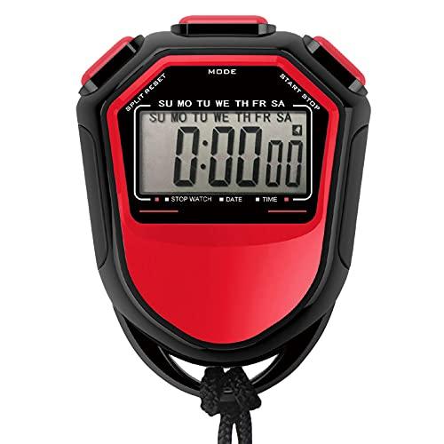 Domary Cronômetro à prova d'água cronômetro digital LCD portátil cronógrafo contador esportivo com alça para treinamento de corrida de futebol de natação
