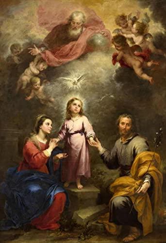 Sagrada Família - Santíssima Trindade de Murillo - 75x110 - Tela Canvas Para Quadro