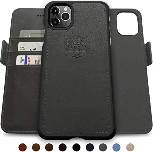 2-in-1 carteira-capas para iPhone SE 2020 iphone 8/7, magnético destacável Choque-choque TPU Slim-Case, proteção RFID, suporte de 2 vias, couro vegano de luxo, giftbox (iPhone 11 Pro,Grey)