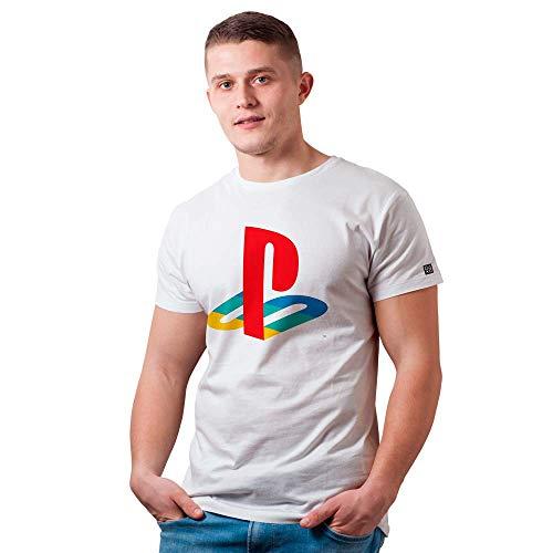 Camiseta Casual, Sony Playstation, Branco, M, Adulto Unissex