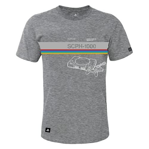 Camiseta PS One SCPH–1000, Masculino, Sony Playstation, Mescla Grafite, M