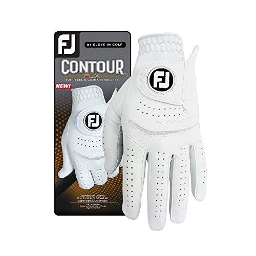 FootJoy Luva de golfe masculina Contour FLX, pérola, médio/grande, usada na mão esquerda