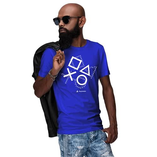 Camiseta Classic Symbols Retalho, Masculino, Sony Playstation, Azul Royal, P