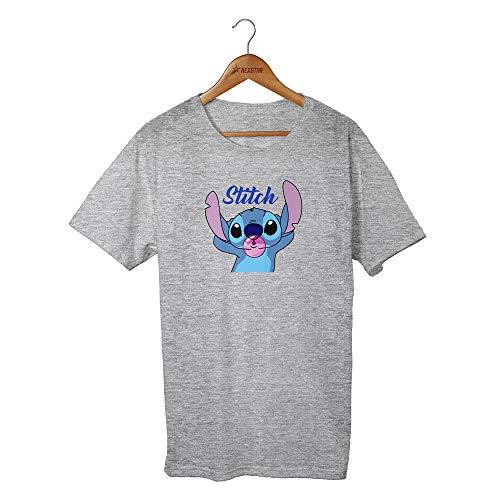 Camiseta T-shirt Lilo E Stitch Chiclete Desenho Retro (M, CINZA)
