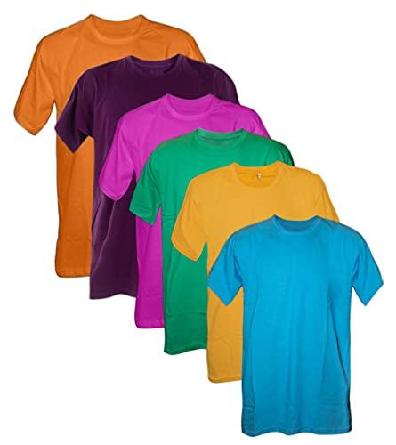 Kit 6 Camisetas 100% Algodão (Laranja, Roxo, Pink,Bandeira, ouro, turquesa, P)
