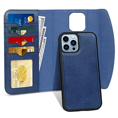 FYY Capa projetada para iPhone 13 Pro Max 5G, [Suporte Magsafe Charging] Capa carteira magnética destacável 2 em 1 com suporte de cartão capa protetora para iPhone 13 Pro Max 5G 6,7" azul