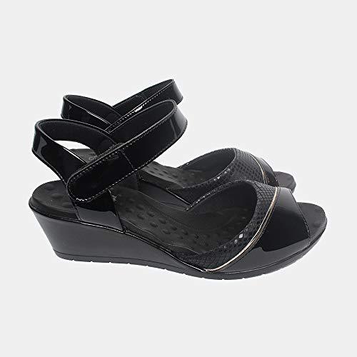 Sandália com Velcro Malu Super Comfort Alana Feminino Preto 34