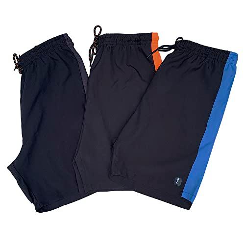 Kit 3 Bermudas Masculinas Dry Fit Polo Marine - Shorts Esportivo Academia Fitness (G, Kit 01 - Preto, laranja e azul)