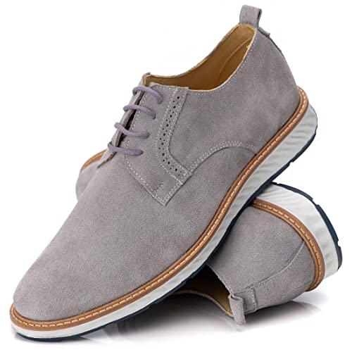 Sapato Casual Masculino Loafer Elite Couro Premium Camurça cor:Cinza;Tamanho:38