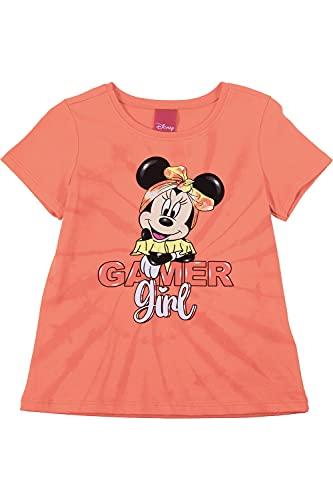 Camiseta Manga Curta Minnie Tie-Dye, Meninas, Disney, Laranja Claro, 4