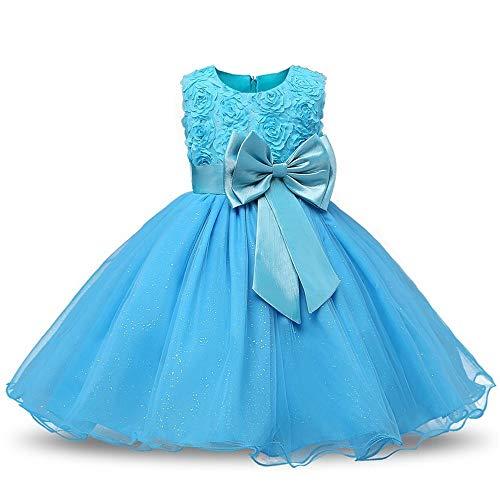 Vestido de princesa floral para meninas, vestido de verão, tutu, festa de aniversário para meninas, fantasia infantil, design de formatura, Azul-celeste, 7