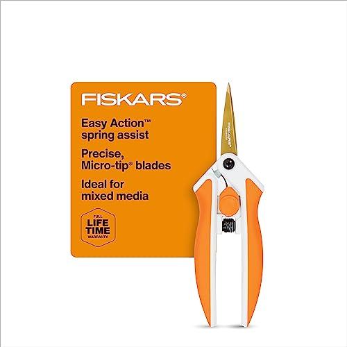 Fiskars Tesoura de titânio 190520-1001 Micro Tip Easy Action Scissors 15,24 cm, laranja