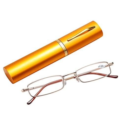 ARTIBETTER 1Pc Mini Magro Caneta Computador de Bolso Óculos de Leitura Leitores Óculos Leve E Portátil Com Caso Clipe para Mulheres Dos Homens (Vermelho)