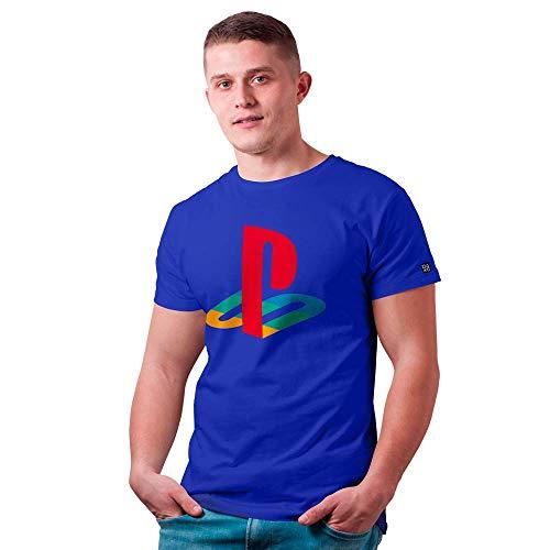 Camiseta Casual, Sony Playstation, Azul, G, Adulto Unissex