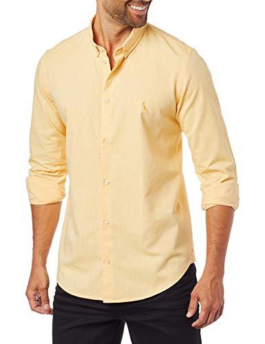 Camisa Básica Manga Longa Oxford Color, Reserva, Masculino, Amarelo, GGG
