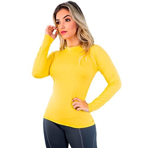 Blusa Térmica Com Proteção UV Feminina Tamanho:M;Cor:Amarelo;Gênero:Mulher