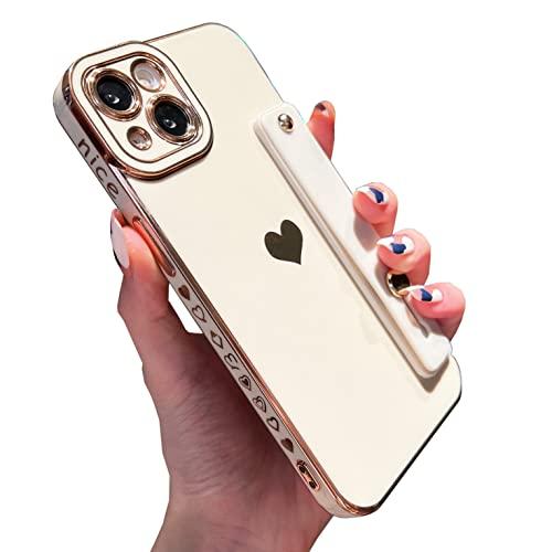 Pulseira Love Hearts para iPhone 13/11/12 Pro Max, revestimento macio bonito para mulheres meninas à prova de choque para iPhone 11 12 13 Pro Max 7 8 Plus SE 2020 2022 XS XR Max capa (iPhone 12 Pro, branco)