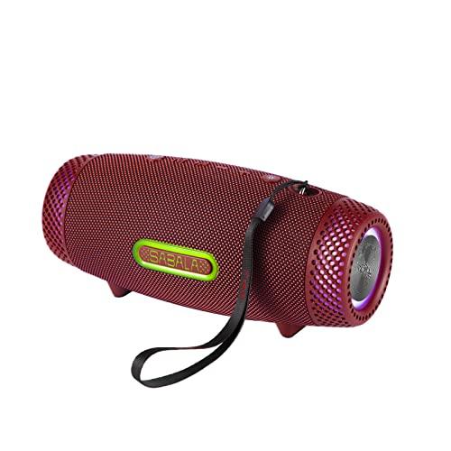 Caixa de Som Bluetooth SABALA DR-109 Portátil Stereo 360° de caixa de som de alta performance,10H de tempo de reprodução,carregamento USB, Luzes Coloridas (Vermelho)