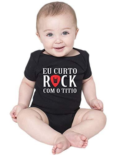 Body Criativa Urbana Bebê Frases Engraçadas Rock com o Titio Tio Preto GG