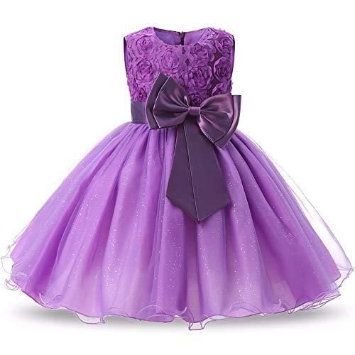 Vestido de princesa floral para meninas, vestido de verão, tutu, festa de aniversário para meninas, fantasia infantil, design de formatura, Roxa, 5