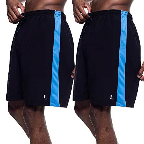 Kit 02 Bermudas Dry Fit Polo Marine - Masculinas, Shorts, Fitness, Academia, Treino (G, Kit C - Azul + Azul)