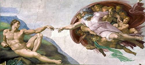 A Criação de Adão de Michelangelo - 75x166 - Tela Canvas Para Quadro