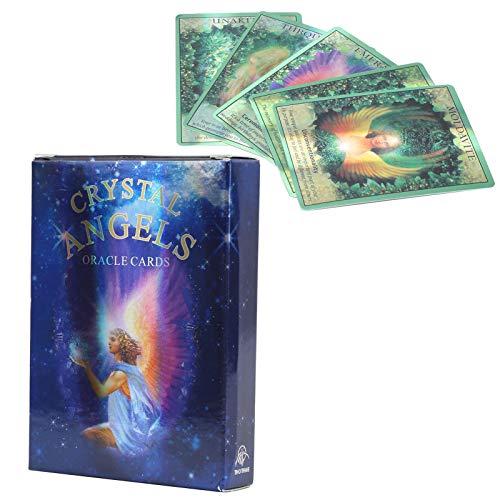 Conjunto requintado de 44 cartas de tarô, tarô de anjo de cristal holograma com efeito flash, adequado para iniciantes e leitores experientes, cartas de jogo de adivinhação do destino ou festa de amigos da família
