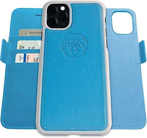 2-in-1 carteira-capas para iPhone SE 2020 iphone 8/7, magnético destacável Choque-choque TPU Slim-Case, proteção RFID, suporte de 2 vias, couro vegano de luxo, giftbox (iPhone 11,Sky)