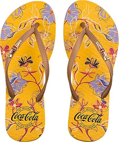 Sandálias Coca-Cola, Fresh Garden, Amarelo/Ouro 2, Feminino, 34