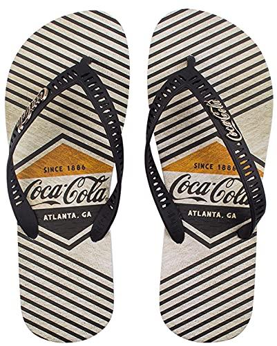 Sandálias Coca-Cola, Badge Lines, Branco/Preto, Masculino, 44