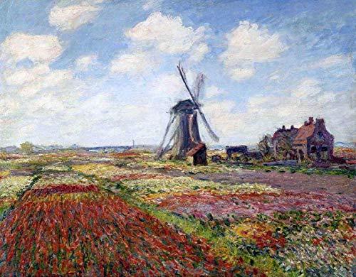 Campo de Tulipas de Claude Monet - 60x77 - Tela Canvas Para Quadro