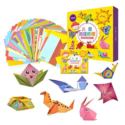 TOYANDONA Kit de origami para crianças, desenho animado, papel dobrável, artesanal, papel colorido, dupla face, artes e artesanato, projetos para jardim de infância, escritório escolar (edição básica)