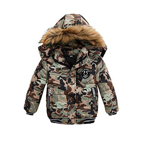 WSLCN Casaco de inverno com capuz infantil inverno quente jaqueta longa casaco parca casaco, Camouflage, M(For 90cm)